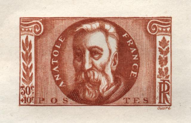 France_1937_Yvert_343a-Scott_B49_unadopted_Anatole_France_red-brown_da_AP_detail