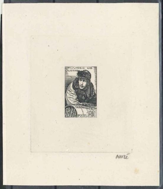 France_1940_Yvert_461a-Scott_396_unadopted_1f_+_50c_Georges_Guynemer_1er_etat_black_d_AP