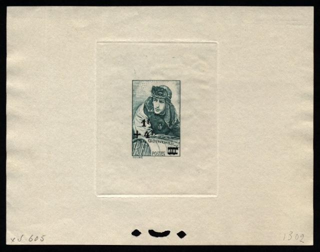France_1940_Yvert_461b-Scott_396_unadopted_overprint_1f_+_4f_Georges_Guynemer_green_1302_aa_CP