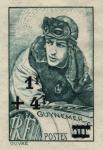France_1940_Yvert_461b-Scott_396_unadopted_overprint_1f_+_4f_Georges_Guynemer_green_1302_aa_CP_detail