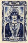 France_1944_Yvert_595a-Scott_B169a_unadopted_1f50_+_4f50_Bearn_dark-blue_AP_detail