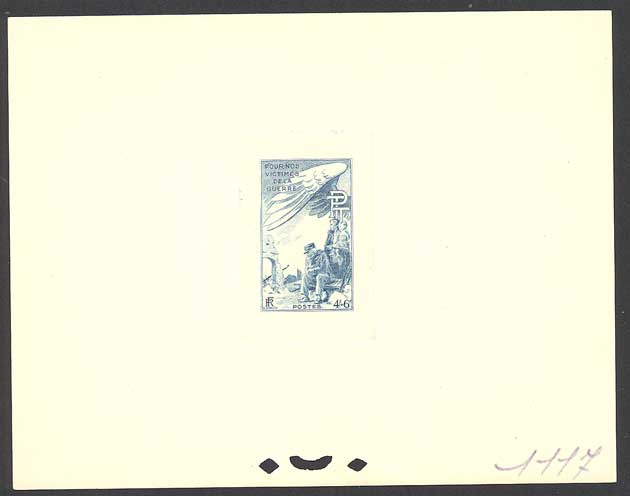 France_1945_Yvert_737a-Scott_B192_unadopted_4f_+_6f_Victimes_de_Guerre_blue_1117_CP
