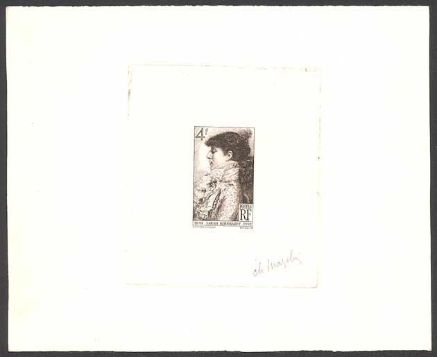 France_1945_Yvert_738b-Scott_B191_unadopted_4f_Sarah_Bernhardt_by_Mazelin-Gandon_dark-brown_c_AP