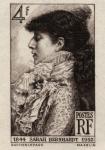 France_1945_Yvert_738b-Scott_B191_unadopted_4f_Sarah_Bernhardt_by_Mazelin_sepia_a_AP_detail