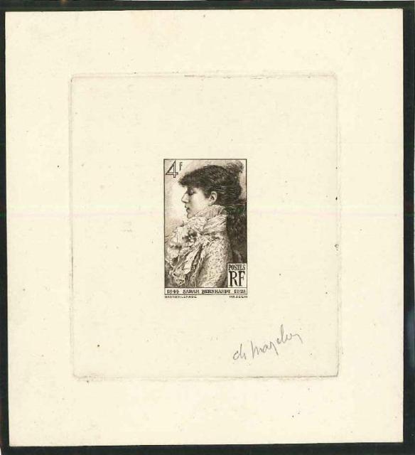 France_1945_Yvert_738b-Scott_B191_unadopted_4f_Sarah_Bernhardt_by_Mazelin_sepia_da_AP