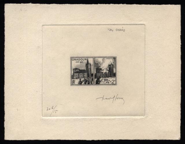 France_1945_Yvert_742a-Scott_B195_unadopted_Oradour_black_ca_AP