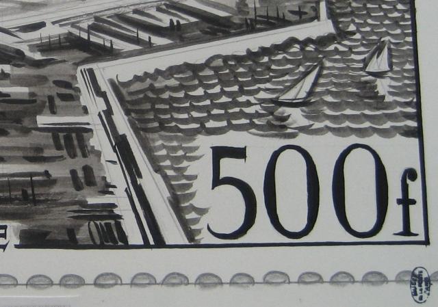 France_1949_Yvert_PA27ab-Scott_C26_unadopted_Marseille_500f_MAQ_detail_c