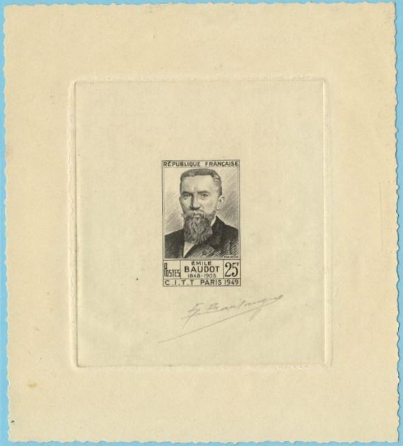 France_1949_Yvert_846A-Scott_627_unissued_Emile_Baudot_black_e_AP