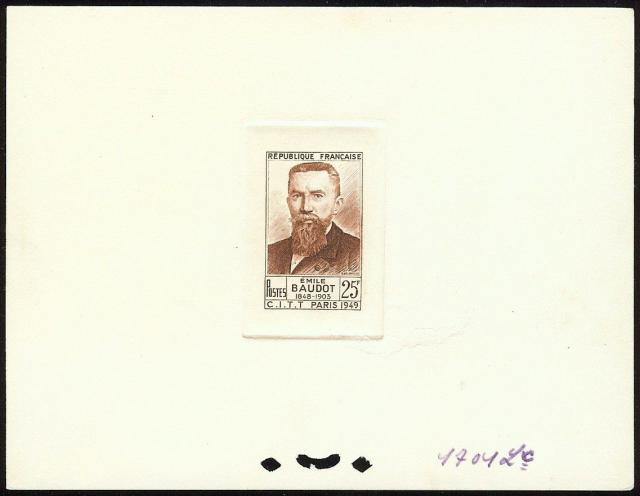 France_1949_Yvert_846A-Scott_627_unissued_Emile_Baudot_brown_1701_Lc_CP