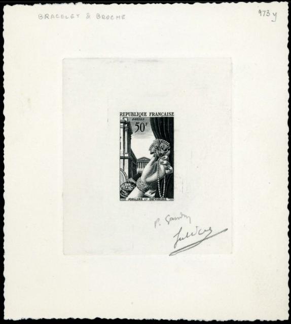France_1951_Yvert_973b-Scott_714b_unadopted_joaillerie_Type_II_black_d_AP
