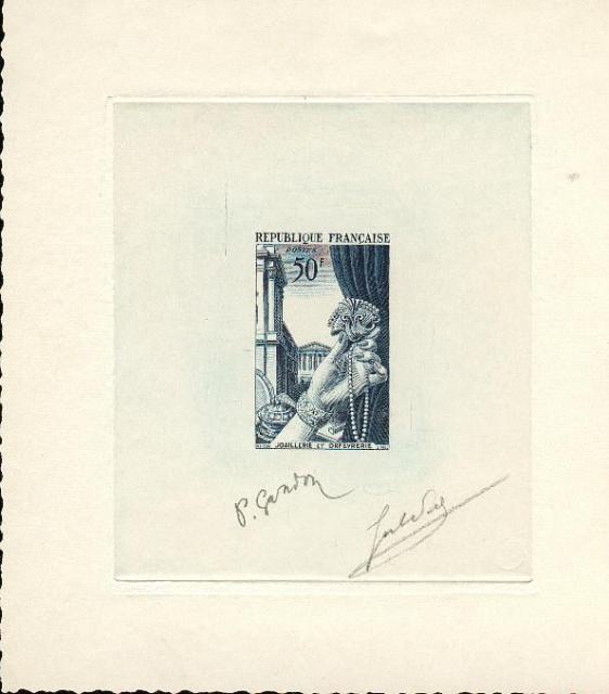 France_1951_Yvert_973b-Scott_714b_unadopted_joaillerie_Type_II_dark-blue_c_AP