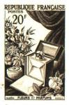 France_1951_Yvert_974a-Scott_715a_unadopted_20f_fleurs_et_parfums_Type_I_sepia_a_AP_detail