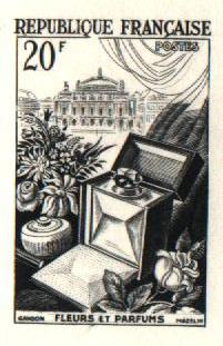 France_1951_Yvert_974b-Scott_715b_unadopted_20f_fleurs_et_parfums_Type_II_etat_black_a_AP_detail