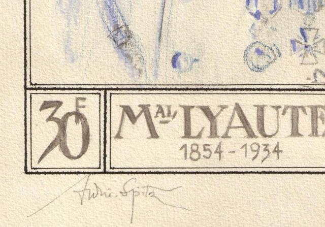 France_1953_Yvert_950b-Scott_B281_unadopted_Marechal_Lyautey_MAQ_detail_c