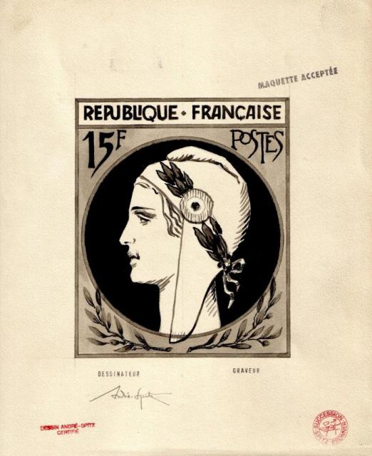 France_1953_Yvert_unadopted_15f_Marianne_de_Spitz_Type_c_MAQ