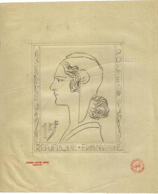 France_1953_Yvert_unadopted_15f_Marianne_de_Spitz_Type_h_MAQ