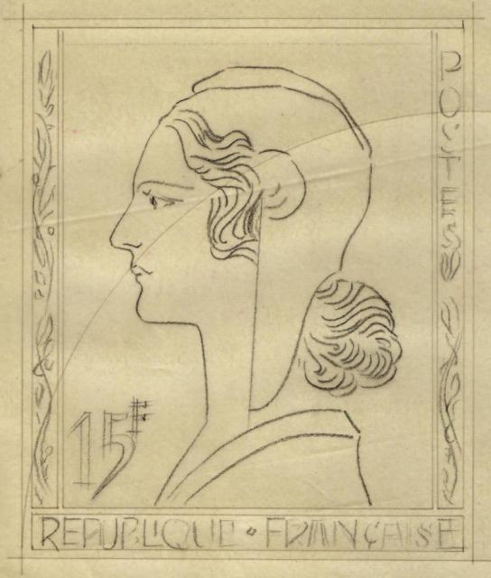 France_1953_Yvert_unadopted_15f_Marianne_de_Spitz_Type_h_MAQ_detail