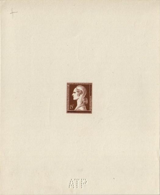 France_1953_Yvert_unadopted_15f_Marianne_de_Spitz_Type_i_etat_brown_ATP