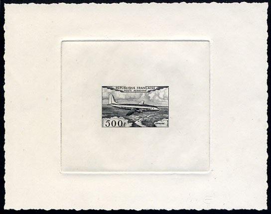 France_1953_Yvert_PA32a-Scott_C31a_unadopted_500f_Armagnac_black_f_AP