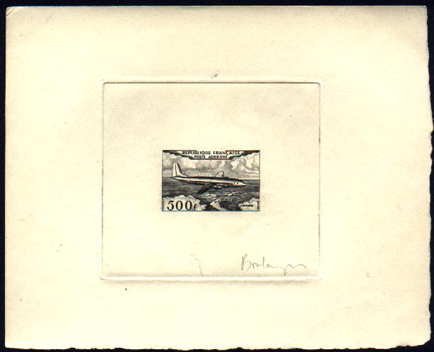 France_1953_Yvert_PA32a-Scott_C31a_unadopted_500f_Armagnac_black_g_AP