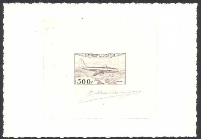 France_1953_Yvert_PA32a-Scott_C31a_unadopted_500f_Armagnac_grey-lilac_AP