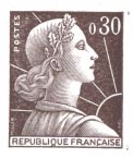 France_1955_Yvert_1010a-Scott_752_unadopted_30c_Marianne_de_Muller_dark-brown_typo_AP_detail