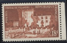 France_1954_Yvert_995a-Scott_729_unadopted_Chateau_de_Villandry_brown_b_US