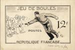 France_1958_Yvert_1161a-Scott_883_unadopted_jeu_de_boules_MAQ