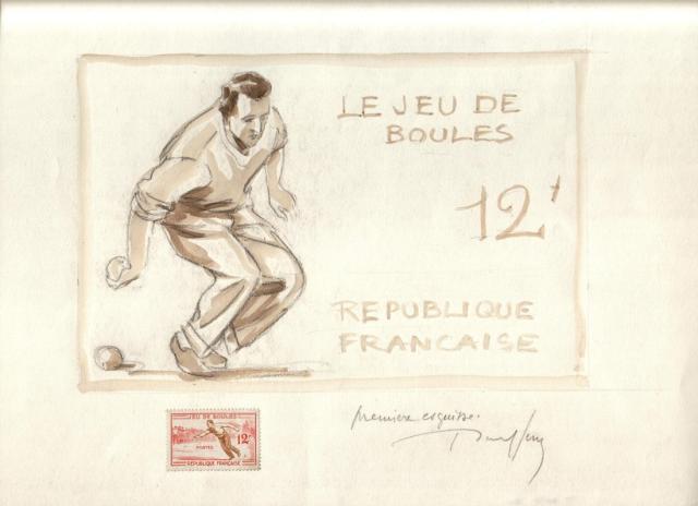 France_1958_Yvert_1161b-Scott_883_unadopted_jeu_de_boules_MAQ
