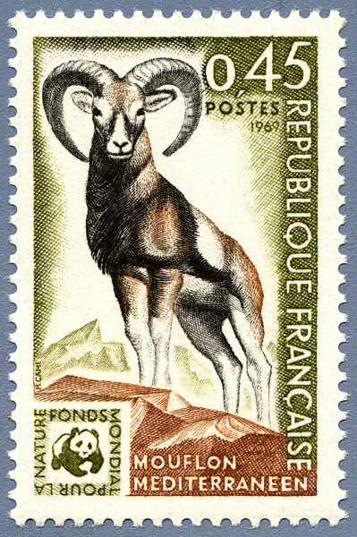 France_1963_Yvert_1613-Scott_1260_45c_mouflon_1969_a_IS