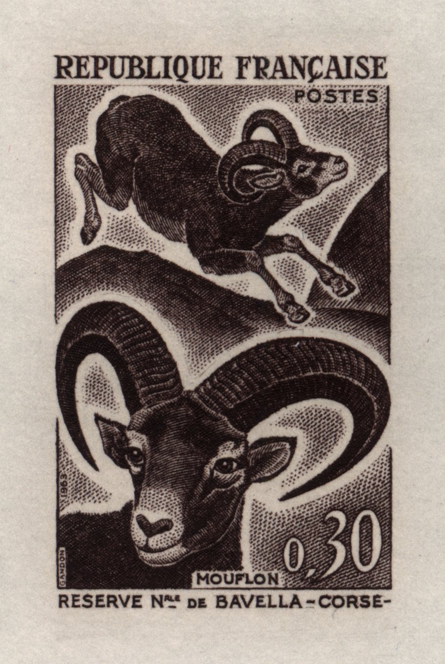 France_1963_Yvert_1613a-Scott_1260_unissued_30c_mouflon_sepia_ab_ATP_detail