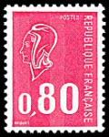 France_1975_Yvert_1816_80c_Marianne_de_Bequet_red_1974_b_IS