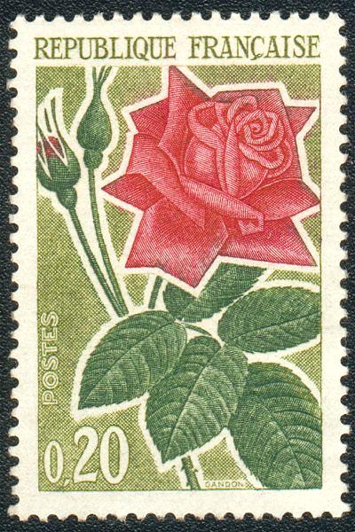 France_1962_Yvert_1356-Scott_1043_roses_20c_a_IS