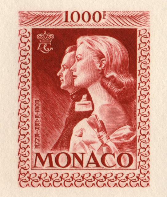 Monaco_1959_Yvert_PA72a-Scott_C55_unadopted_1000f_Grace_et_Rainier_III_gros_red_a_AP_detail