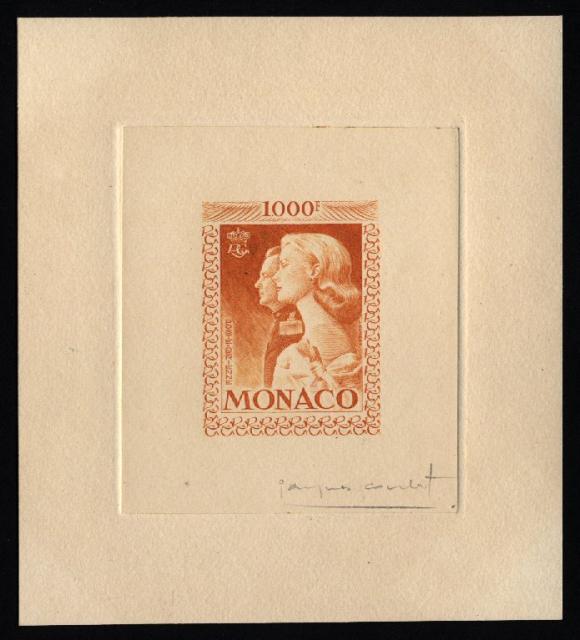 Monaco_1959_Yvert_PA72b-Scott_C55_unadopted_1000f_Grace_et_Rainier_III_maigre_orange_a_AP