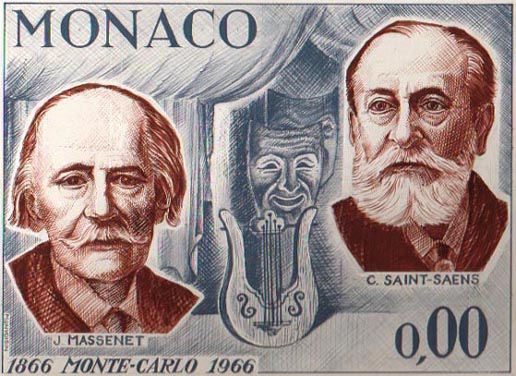 Monaco_1966_Yvert_696a-Scott_637_unadopted_Massenet_et_Saint-Saens_MAQ