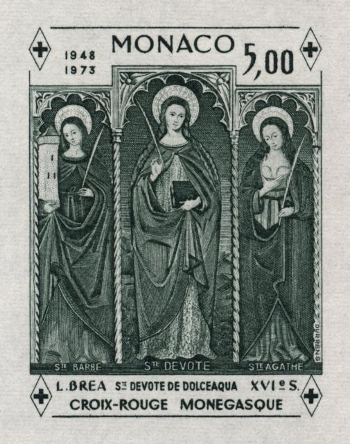 Monaco_1972_Yvert_BF7a-Scott_864_unadopted_Dolceaqua_Red_Cross_dark-green_a_ESS_detail