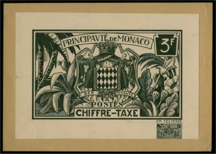 Monaco_1946_Yvert_Taxe_34-Scott_unadopted_3f_MAQ