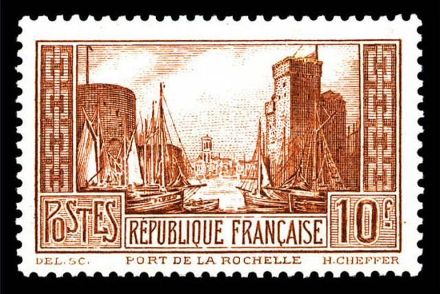France_1929_Yvert_261e-Scott_251_Port_de_la_Rochelle_brown_l_US