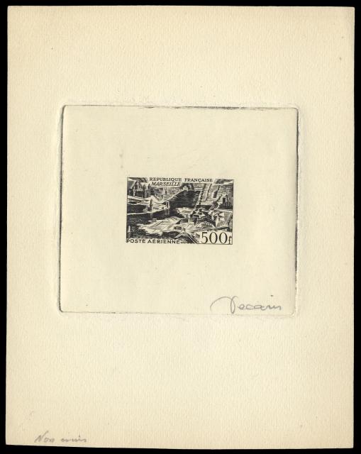France_1949_Yvert_PA27a-Scott_C26a_unadopted_Marseille_500f_black_m_AP