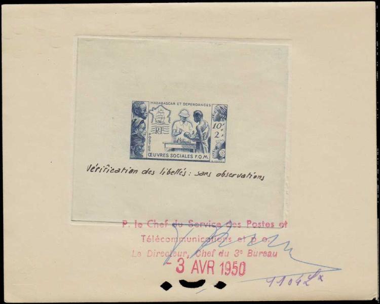 Madagascar_1950_Yvert_320-Scott_B17_blue_1104_Lx