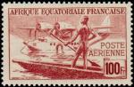 Fr_Equat_Africa_1944_Yvert_PA42-Scott_C23_plane_and_native_IS