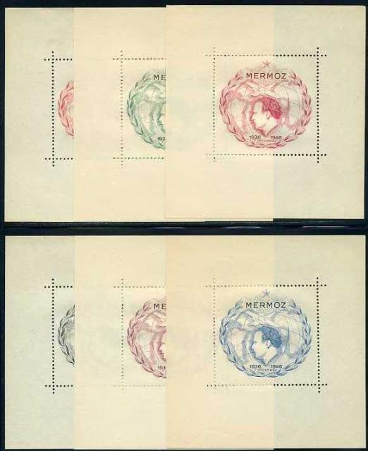 France_1946_unadopted_Jean_Mermoz_different_colors_ESS