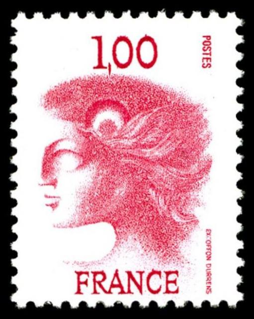 France_1976_Yvert_1892b-Scott_1496_unissued_1f_Marianne_by_Excoffon-Durrens_a_US
