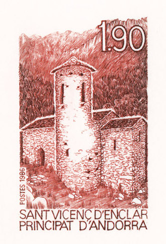 Andorra_1986_Yvert_354-Scott_350_red-brown_a_detail