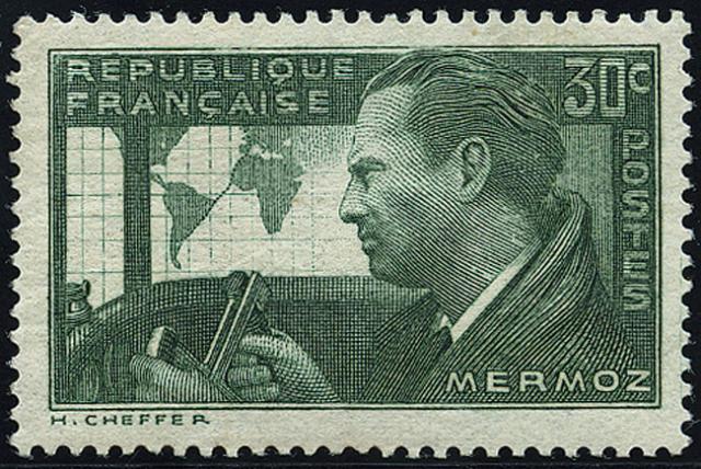 France_1937_Yvert_337a-Scott_325_Jean_Mermoz_green-yellow_e_US