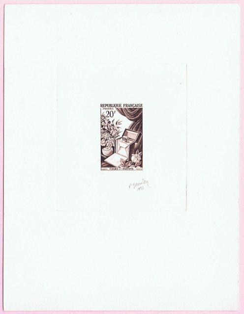 France_1951_Yvert_974a-Scott_715a_unadopted_20f_fleurs_et_parfums_Type_I_sepia_c_AP
