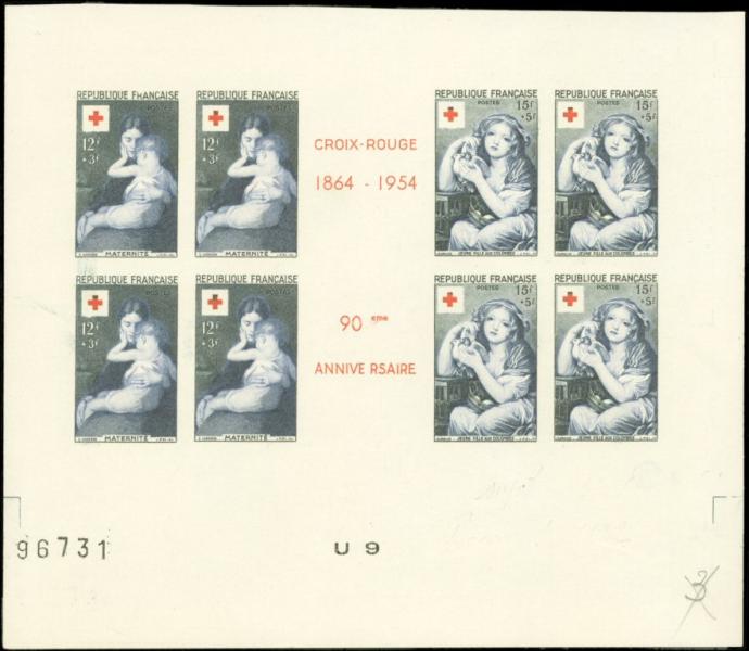 France_1954_Yvert_1006-7-Scott_B291-92_four_b