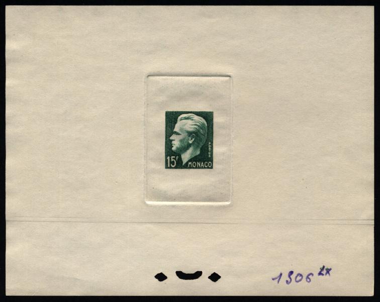 Monaco_1950_Yvert_348a-Scott_278_unadopted_thick_engraving_Rainier_III_green_1306_Lx_aa_CP