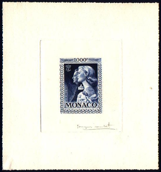 Monaco_1959_Yvert_PA72a-Scott_C55_unadopted_1000f_Grace_et_Rainier_III_gros_blue_a_AP